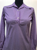 womens  vintage  Urban Village Vintage  purple  dress  collar  check dress  check  button front  8  60s  1960s