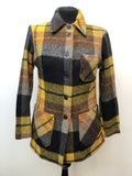 yellow  womens shirt  vintage  Urban Village Vintage  Shirt  multi  large check  collar  checkered  checked  check shirt  button  big collar  70  1970s