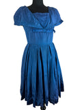 womens  vintage  Urban Village Vintage  urban village  UK  true vintage  the linzi line  summer  style  square print  square neckline  square neck  pleated  pin up  party season  party dress  party  ladies  fitted waist  fashion  dress  clothing  clothes  christmassy  christmas  cape collar  blue  birmingham  50s  1950s  10