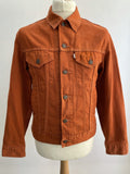 vintage levis  1970s levis  white tab  vintage  Urban Village Vintage  urban village  small  s  pockets  orange  mens  long sleeve  levis strauss  levis  levi strauss  levi  Denim jacket  denim  cotton denim  collar  button  brown