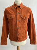Mens Levis 1970s Influenced Burnt Orange White Tab Jacket - Size Small