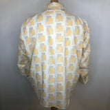 yellow  vintage  Urban Village Vintage  urban village  Shirt  retro  rectangle pattern  printed shirt  printed  print  multi  Mens Shirts  mens  long sleeves  Long sleeved top  long sleeve  L  dagger collar  dagger  Cream