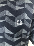XXL  vintage  urban village  top  short sleeved  short sleeve  retro  polo top  polo  MOD  mens  knit  grey  Fred Perry  fred  collared  collar  button  black