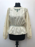 womens  vintage  Urban Village Vintage  urban village  Shirt  long sleeves  long sleeve  hippy  hippie  floral print  floral  embroidered pattern  Embroidered  cream  collar  boho  bohemian  blouse  70s  70  1970s  12