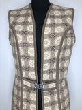 Wool Blend  wool  womens  Welsh Woollens  welsh wool  waistcoat  vintage  vest  Urban Village Vintage  urban village  tunic  tapestry  sleevless  retro  pure wool  cream  brown  60s  1960s  12  100% Wool