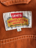 vintage levis  1970s levis  white tab  vintage  Urban Village Vintage  urban village  small  s  pockets  orange  mens  long sleeve  levis strauss  levis  levi strauss  levi  Denim jacket  denim  cotton denim  collar  button  brown