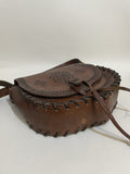 womens bag  womens  vintage  Urban Village Vintage  tooled  tan  Shoulder bag  shoulder  Leather  leaf design  hippy  hippie  handbag  hand bag  embossed  brown  boho  bag  accessories  70s  1970s