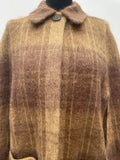 Wool Blend  wool  womens  vintage  Urban Village Vintage  urban village  pockets  patterned  pattern  One Size  mohair  front pockets  collared  collar  button  brown  Andrew Stuart