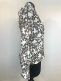 womens  white  vintage  top  red  Peter Lynne  multi  leaf print  dagger collar  dagger  brown  blouse  70s  1970s  10