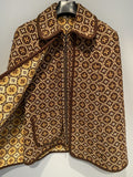 Vintage 1960s Welsh Wool Tapestry Cape & Gilet Set Brown Yellow Urban Village