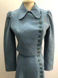 womens jacket  womens  vintage  Urban Village Vintage  urban village  two piece  smart dress  side button fastening  MOD  Light Blue  Harella  decorative pockets  crop jacket  button up  button fastening  blue  blazer jacket  Blazer  8  60s  60  1960s  1960