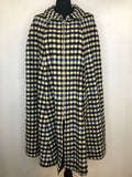 wool  womens  white  wetherall  waistcoat  vintage  S  MOD  long  gingham  full length  cape  blue  black  60s  1960s