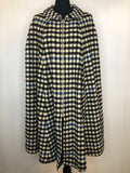 1960s Large Gingham Check Cape by Fine Woollens - Size S