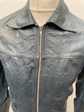zip  vintage  Urban Village Vintage  retro  pockets  Mens jacket  mens coat  mens  M  Leather Jacket  Leather Coat  Leather  Jacket  denim  collar  blue  big collar  70s  70  1970s