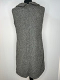 wool  womens  vintage  sybil zelker  ruffle dress  retro  polly peck  panelling detail  MOD  mini dress  grey  dress  black  60s  1960s  14