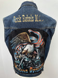 Vintage Customised 1970s Wrangler Denim Cut Off Jacket - Size M-L