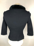 wool coat  wool  womens  vintage  Urban Village Vintage  urban village  striped  Petite  Jacket  crop jacket  collar  black  big collar  asymmetric  6  50s  50  4-6  4  3/4 sleeves