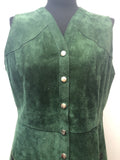 womens jacket  womens coat  womens  waistcoat  vintage  vest  Urban Village Vintage  summer  Suede Jacket  Suede  leather trim  Jacket  green  button fastening  70  1970s  16