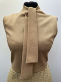zip  womens  waist belt  vintage  Urban Village Vintage  urban village  tie neck bow  tie neck  sleeveless  patterned dress  patterned  pattern  neck tie  neck detailing  MOD  midi dress  midi  kneelength  knee length  dress  caramel  canada international  brown  belted dress  back zip  60s  1960s  12  10