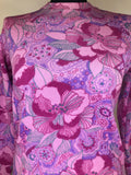 womens  vintage  Urban Village Vintage  top  shirt  shimmer  purple  psychdelic  psych  pink  MOD  hippie  floral print  60s  1960s  12