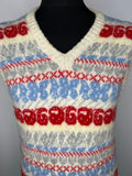 Mutli  cream  Jacket  L  vintage  vest top  vest  Urban Village Vintage  urban village  top  Tank Top  sleevless  sleeveless  retro  pattern  patterened  mens  knitted  70s  1970s