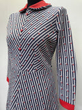 zip  white  vintage  Urban Village Vintage  urban village  stripey  Stripes  striped dress  striped  stripe print  polyester  dresses  dress  decorative buttons  collared dress  collar dress  blue  back zip  60s  1960s  12