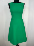 Vintage 1960s Round Neck Sleeveless Mod Dress in Green - Size UK 8