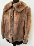 womens  vintage  Urban Village Vintage  urban village  Suede Jacket  Suede  s. jaffs furs ltd  real fur  mink  long sleeve  lining  fur  collar  brown  big collar  50s style  50's  1950s  12