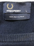 Fred Perry 100% Merino Wool V-Neck Jumper - Size L