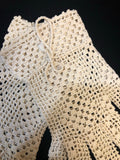 womens accessories  womens  vintage  Urban Village Vintage  tight fitting  S  gloves  crochet knit  cream  50s  50  1950s