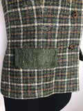 womens  waistcoat  vintage  Urban Village Vintage  urban village  sleeveless  Riddella Model  pockets  pocket detail  pocket  Green  check  buttons  button up  button front  brown  70s  70  1970s  1960s  10