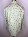 vintage  urban village  striped  stripe  Shirt  printed shirt  printed  print  pointed collar  MOD  Mens Shirts  mens  long sleeves  Long sleeved top  long sleeve  leaf  large  L  green  dagger collar  button  70s  1970s