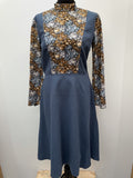 1970s Floral Midi Dress - Size 14