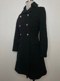 womens  vintage  MOD  military jacket  military  Mark Russell  made in england  fitted waist  fitted  fit and flare  double breasted coat  double breasted  black  70s  70  6  1970s