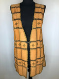 Boho Suede Patchwork Crochet Waistcoat - Size UK 14-16