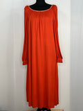 Vintage 1970s Balloon Sleeve Diamante Detail Maxi Smock Dress in Orange - Size UK 10