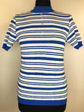 1970s Knitted Stripe High Neck Top - Size UK 10