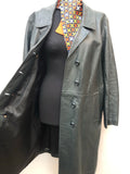 1970s Double Breasted Leather Jacket in Green - Size 16