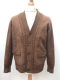 vintage  Urban Village Vintage  Suede  pockets  Mens jacket  mens coat  M  knitted  jacket  decorative buttons  cardigan  cardi  button down  brown  70