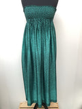 8  zip  womens  vintage  Urban Village Vintage  urban village  St Michael  leaf print  Green  evening dress  dress  bandeau dress  back zip  70s  1970