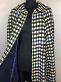 wool  womens  white  wetherall  waistcoat  vintage  S  MOD  long  gingham  full length  cape  blue  black  60s  1960s