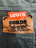 white tab  W26  vintage  Urban Village Vintage  urban village  petite  mens  logo  levis strauss  levis  levi strauss  levi  L34  khaki  green  flares  corduroy  cords  corded  cord