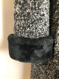 Winter Coat  winter  vintage  Urban Village Vintage  urban village  long sleeves  long sleeved  long sleeve  faux fur  David Barry  collared  coat  black  60s  1960s  14  12-14  12