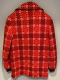 Vintage 1960s Welsh Wool Tapestry Jacket with Fringing by Jon Ro in Red Small Urban Village