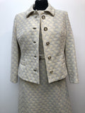 womens  vintage  Urban Village Vintage  two piece  suit  set  patterned dress  patterned  mod  matching set  Jacket  Grey  dress  cream  blazer jacket  Blazer  60s  1960s  10