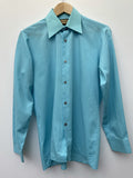 vintage  Urban Village Vintage  urban village  turqoise  tootal  mens  long sleeve  L  disco  dagger collar  collar  button  blue  big collar  70s  1970s