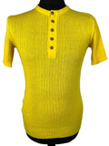 Vintage 1960s Knitted Button Front Top in Yellow - Size S