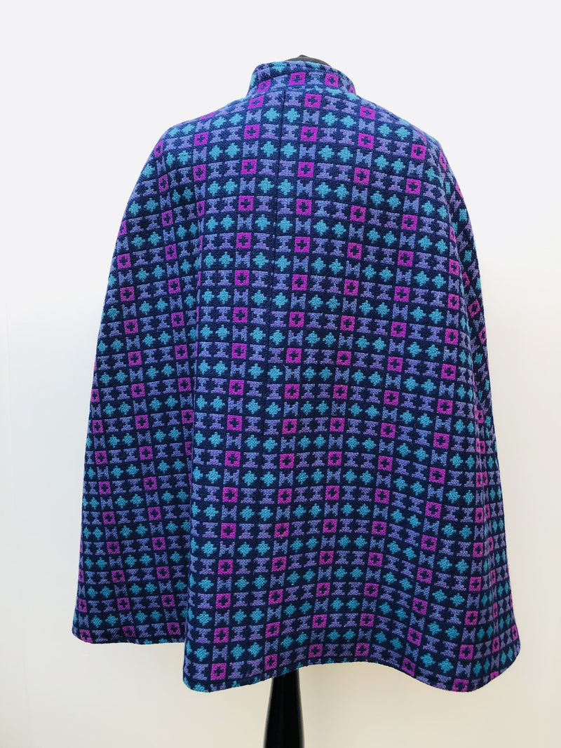 womens  Welsh Woollens  welsh wool  welsh  vintage  Urban Village Vintage  tapestry  purple cape  purple  MOD  cape  60s