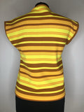 Yellow  womens top  womens  vintage  urban village  tops  top  sweater  summer top  striped  stripe  short sleeved  short sleeve  orange  multi  knit top  Delmare  collar  brown  70s  70  1970s  10