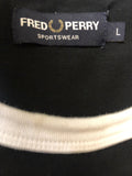 white line  white  vintage  Urban Village Vintage  urban village  sportswear  short sleeved  short sleeve  short  retro  MOD  mens  logo  L  Fred Perry  fred  crew neck  Cotton  black